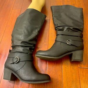 Journee Collection Womens Late Faux Leather Knee-High Boots